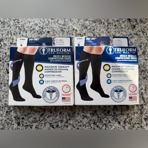 Truform Medical Compression Socks Firm Closed Toe Black LARGE 2 Pair New